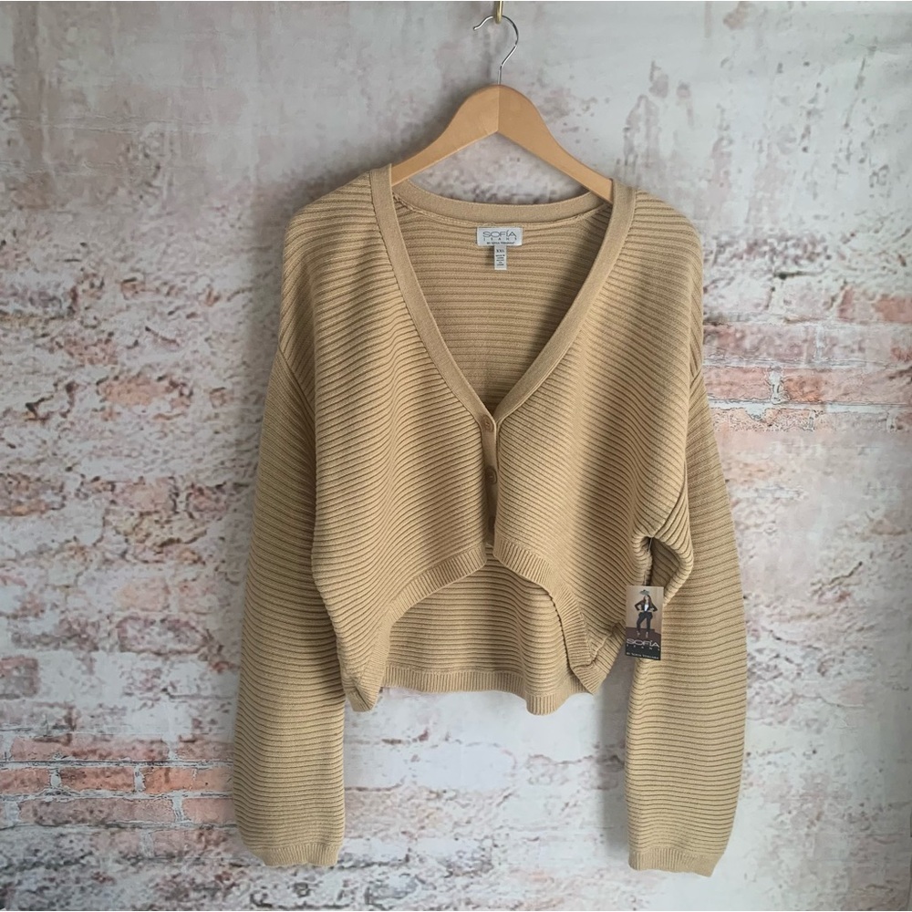 Sofia by Sofia Vergara Beige Button-Up Cardigan